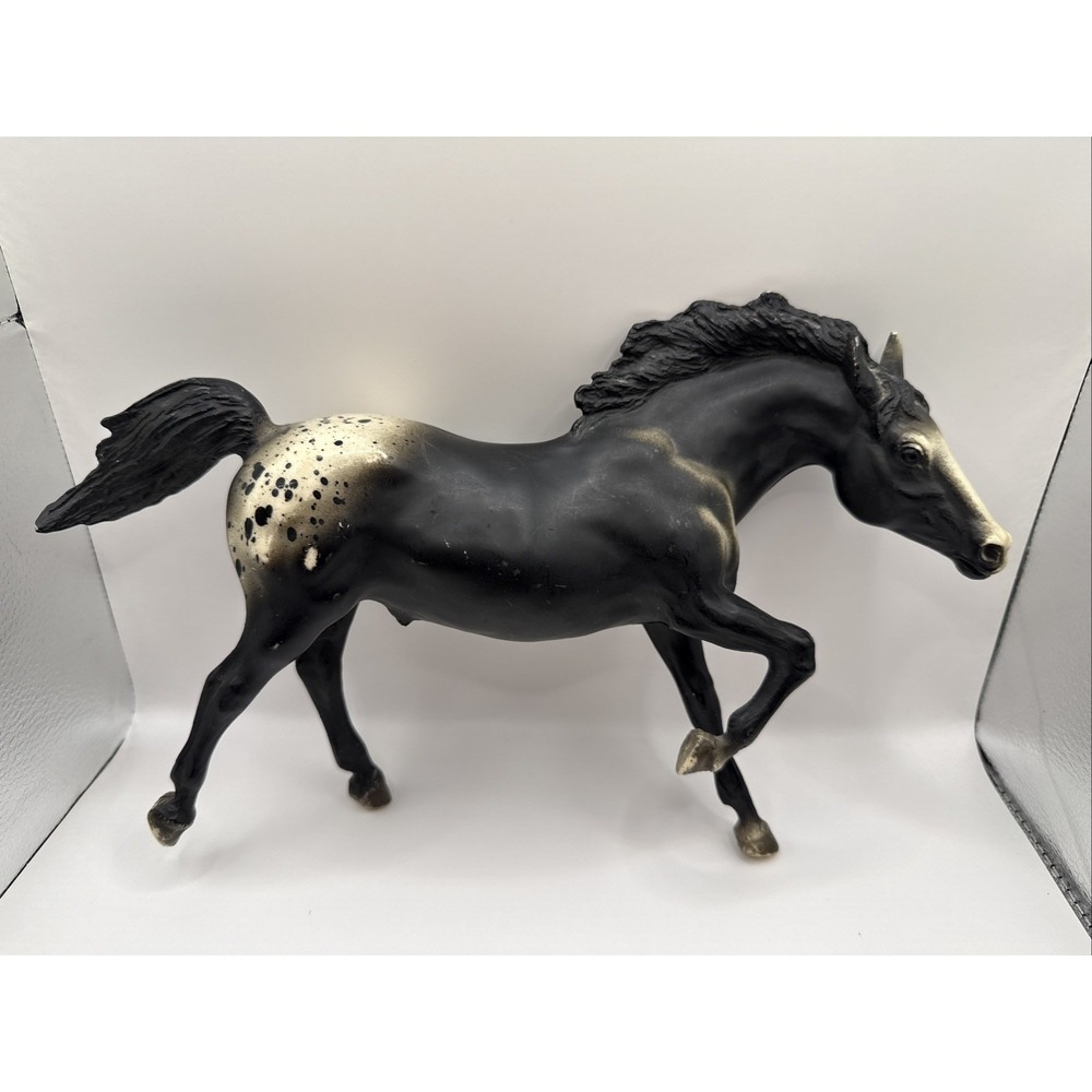 BREYER VINTAGE #127 RUNNING STALLION MOLD IN‎ BLACK APPALOOSA LARGE SPOT VERSION